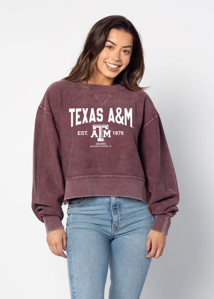 chicka d Texas A&M Aggies Junior Corded Boxy Pullover S