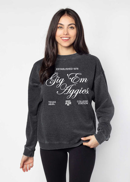 chicka d Texas A&M Aggies Orientation Burnout Crew Sweatshirt in Charcoal S