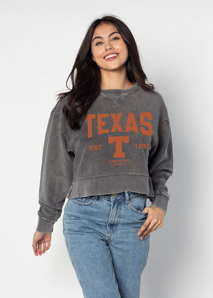 chicka d Texas Longhorns Junior Corded Boxy Pullover S