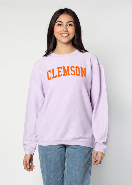 chicka d The Original Corded Crew Clemson Tigers in Lilac Purple S