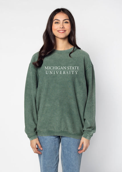 chicka d The Original Corded Crew Michigan State Green Sweatshirt S