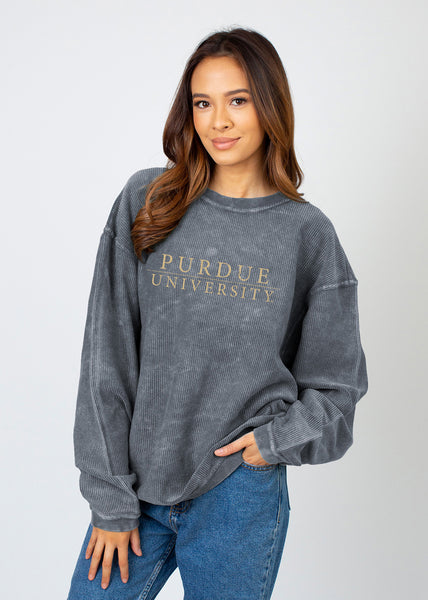 chicka d The Original Corded Crew Purdue Boilermakers in Charcoal S