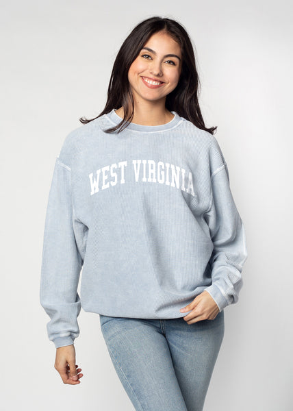 chicka d The Original Corded Crew West Virginia Mountaineers in Faded Denim S
