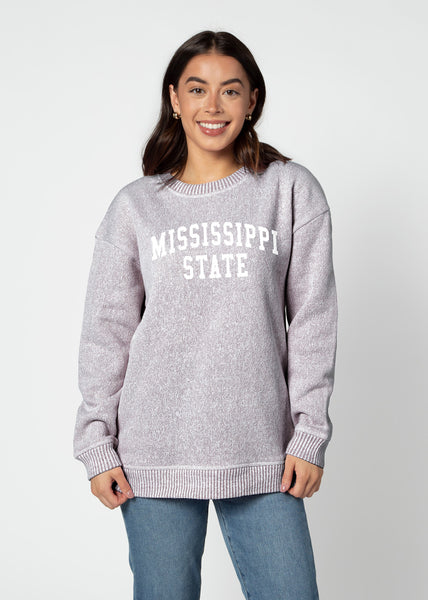 chicka d Warm Up Crew Sweatshirt Mississippi State Bulldogs in Merlot S