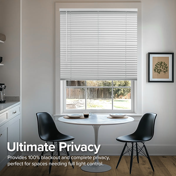 Chicology 72" Mini Blinds – Blackout 1" Slats Midnight White