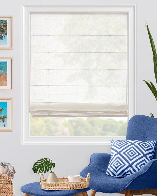 chicology Roman Shades - Sheer Airy Coastal Fabric