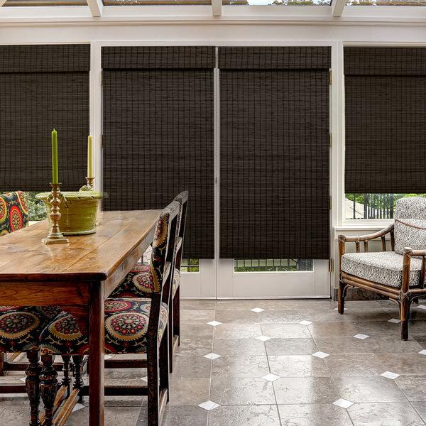Chicology Custom Bamboo Shades – Blackout Natural Woven Onyx