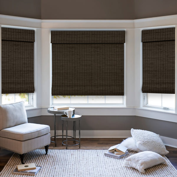 chicology Custom Bamboo Shades – Blackout Natural Woven Onyx