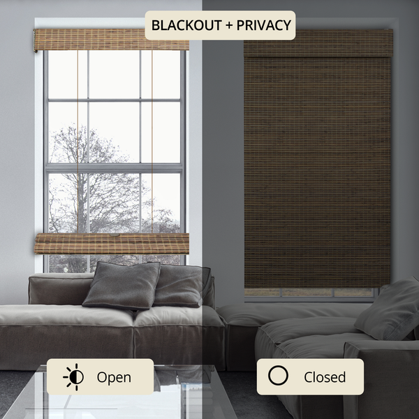 Chicology Custom Bamboo Shades – Blackout Top Down Bottom Up Smokey Ash