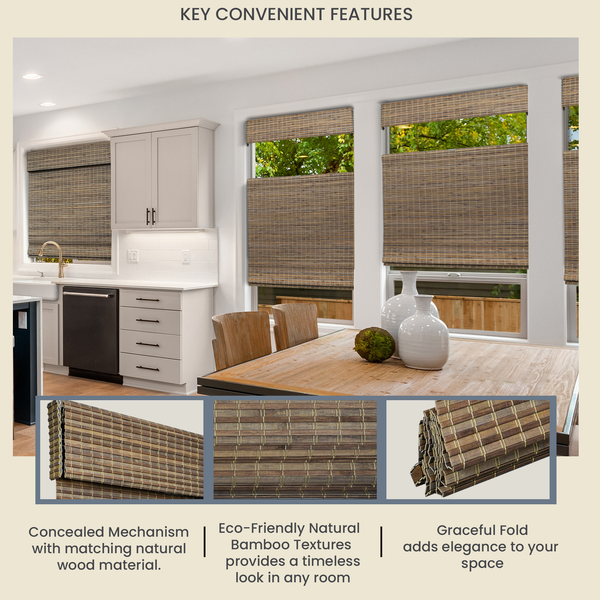 Chicology Custom Bamboo Shades – Blackout Top Down Bottom Up Smokey Ash