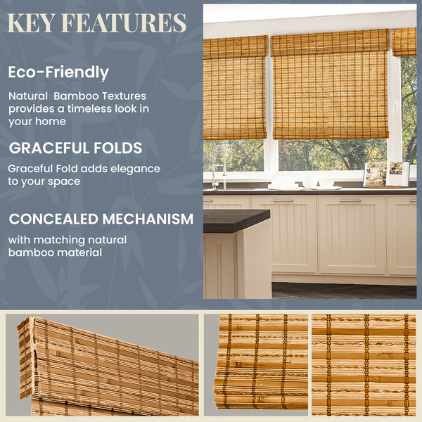 Chicology Custom Bamboo Shades – Light Filtering Honey Wheat