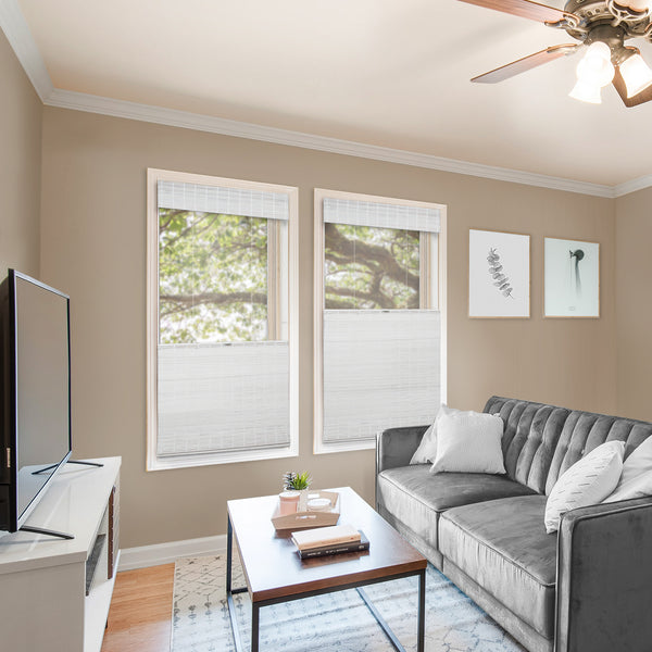 chicology Custom Bamboo Shades – Light Filtering Top Down Bottom Up Snow