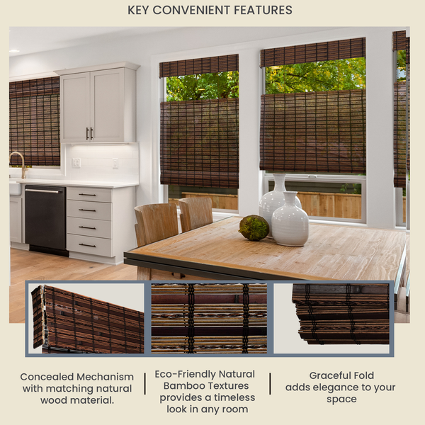 Chicology Custom Bamboo Shades – Light Filtering Top Down Bottom Up Jacobean