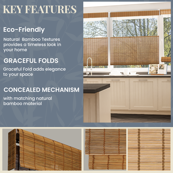 Chicology Custom Bamboo Shades – Light Filtering Top Down Bottom Up Butternut