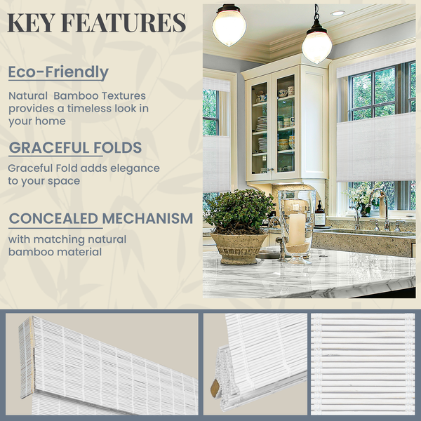 Chicology Custom Bamboo Shades – Light Filtering Top Down Bottom Up Snow