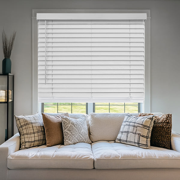 chicology Custom Faux Wood Blinds – White Blackout 2" Slats