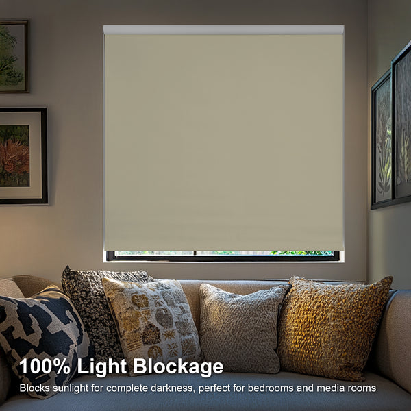 Chicology Custom Roller Shades – Blackout Solid Smooth Fabric