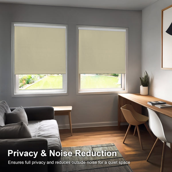 Chicology Custom Roller Shades – Blackout Textured Vinyl Fabric
