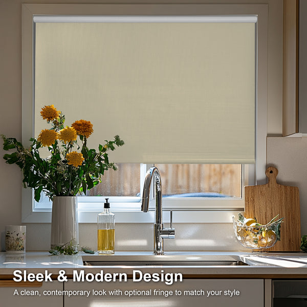 Chicology Custom Roller Shades – Blackout Textured Vinyl Fabric