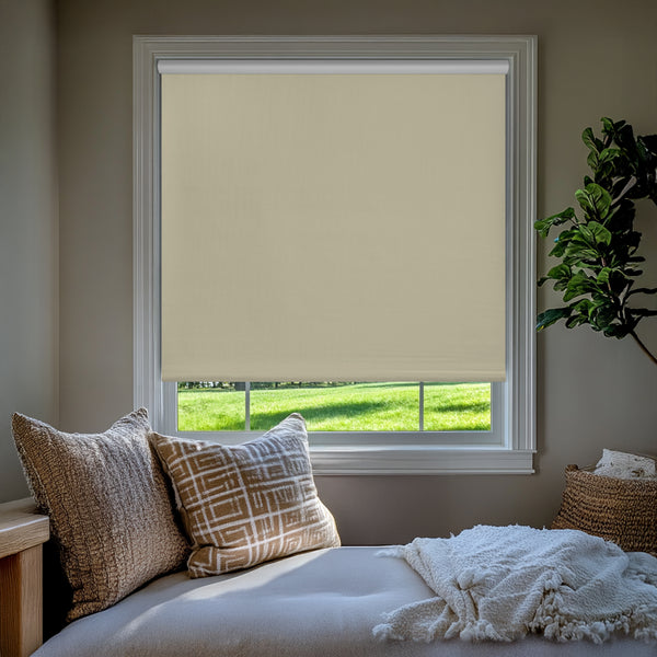 chicology Custom Roller Shades – Blackout Textured Vinyl Fabric