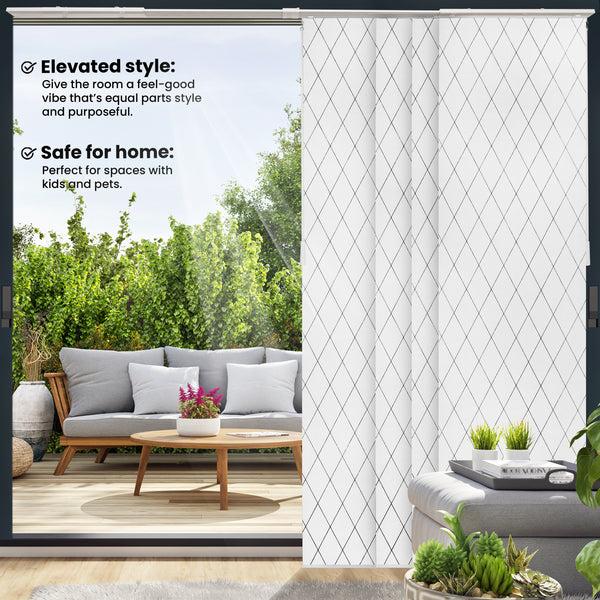 Chicology Panel Track Blinds - Light Filtering GeoPrint Pattern