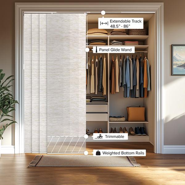 Chicology Panel Track Blinds - Light Filtering Natural Meshed Texture