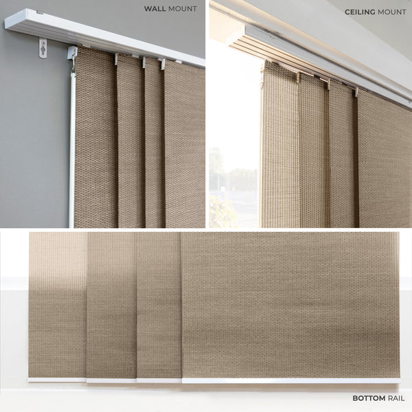 Chicology Panel Track Blinds - Light Filtering Natural Woven Robust Texture