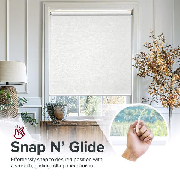 Chicology Roller Shades - Light Filtering Embossed Weave Chalk White