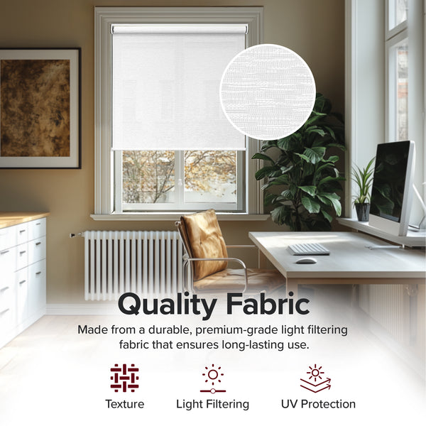 Chicology Roller Shades - Light Filtering Embossed Weave Chalk White