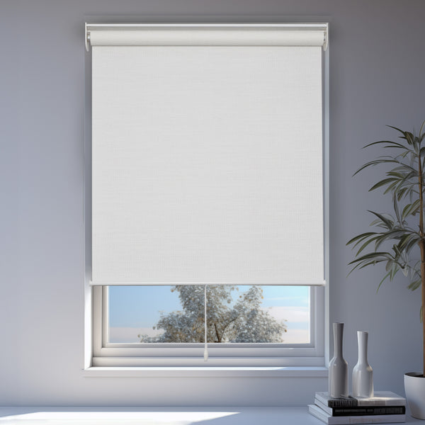 chicology Roller Shades - Light Filtering Natural Weave Woven White