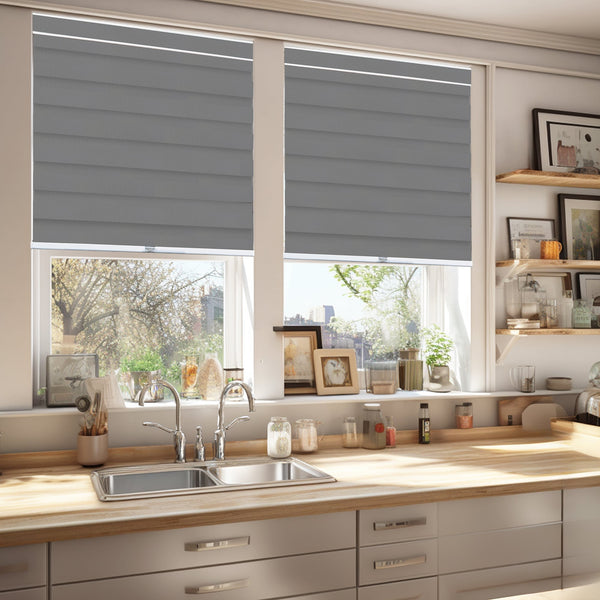 Chicology Zebra Shades – Room Darkening Dual Layer Slate