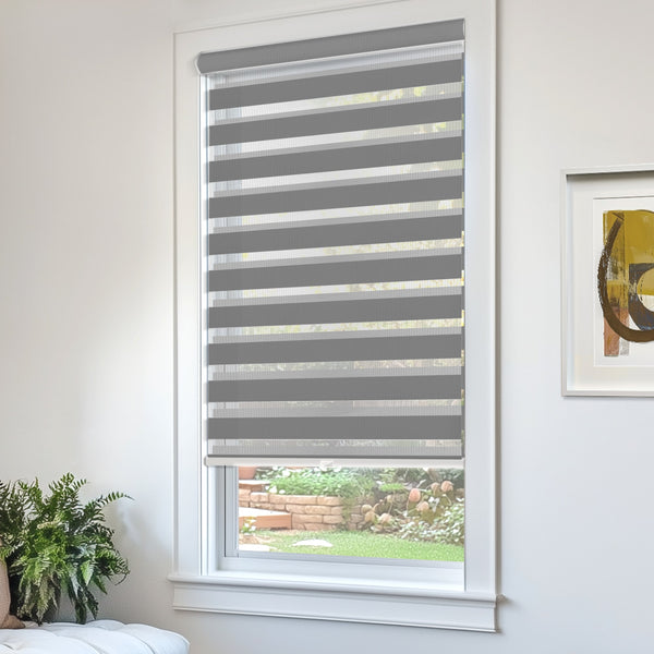 Chicology Zebra Shades – Room Darkening Dual Layer Slate
