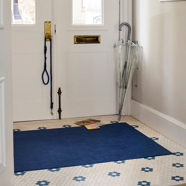 Chilewich Bay Weave Rugs Woven Floor Mat Blue Jean