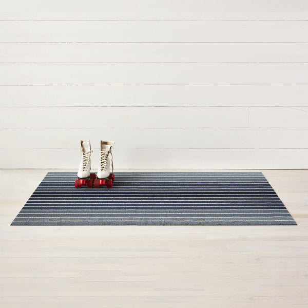 Chilewich Block Stripe Shag Mats Shag Mats Denim