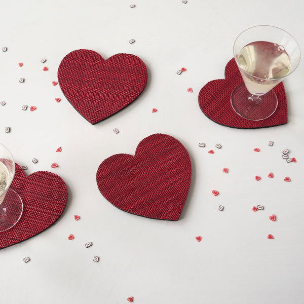 Chilewich Heart Coasters - Cherry Coasters
