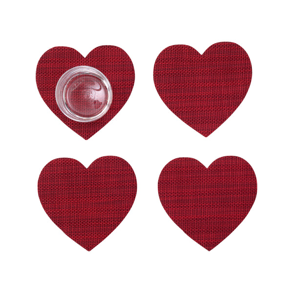 chilewich Heart Coasters - Cherry Coasters
