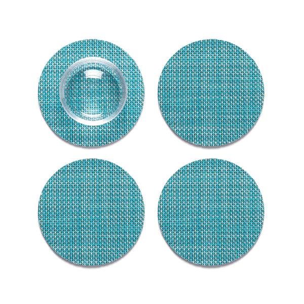 chilewich Mini Basketweave Coasters - Turquoise Coasters