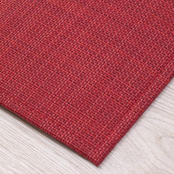 Chilewich Mini Basketweave Rugs - Scarlet Woven Floor Mat Scarlet