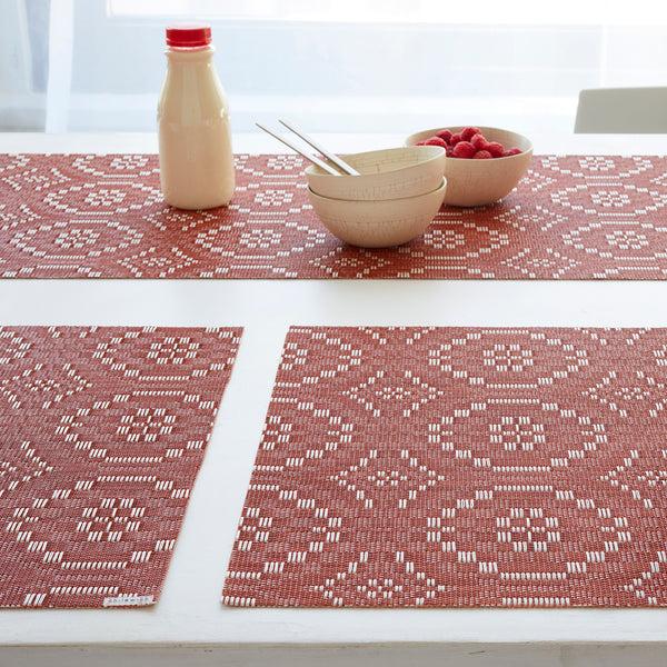 Chilewich Overshot Table Runners - Paprika Table Runners