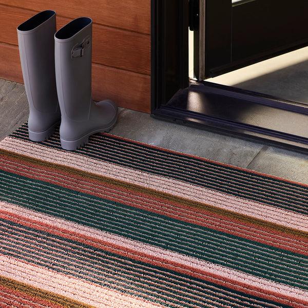 Chilewich Pleat Stripe Shag Mats - Raspberry Shag Mats Raspberry