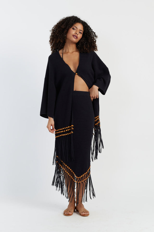 Chinti And Parker Black Laura Whitmore Beaded Skirt