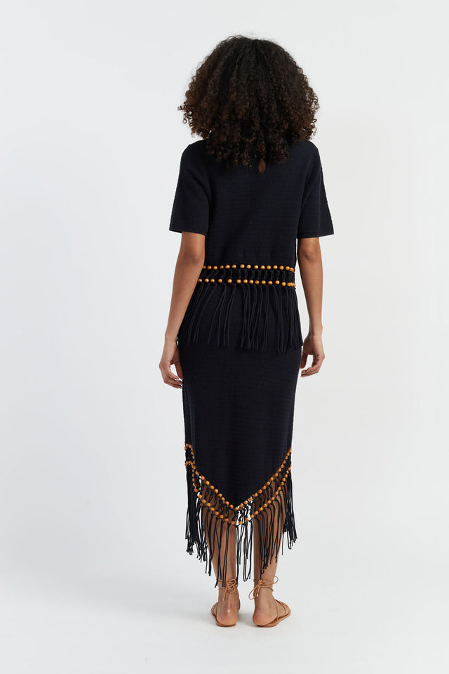 Chinti And Parker Black Laura Whitmore Beaded Skirt