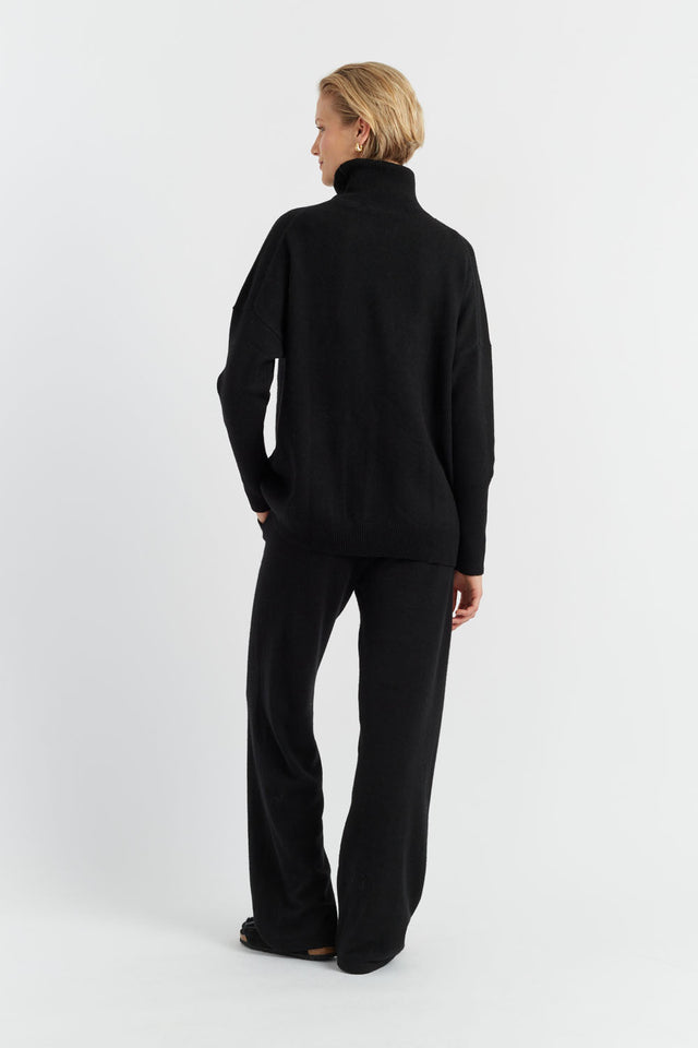 Chinti And Parker Black Pure Cashmere Wide-Leg Pants