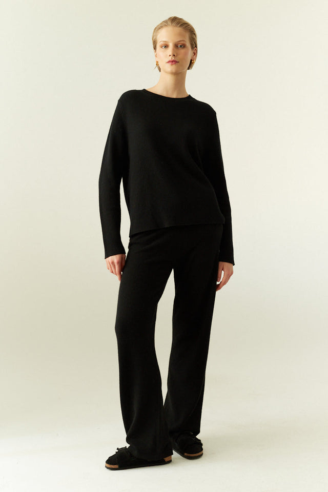 chinti and parker Black Pure Cashmere Wide-Leg Pants