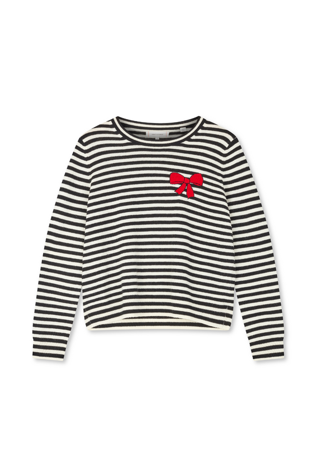 Chinti And Parker Black Wool-Cashmere Bow Breton Sweater