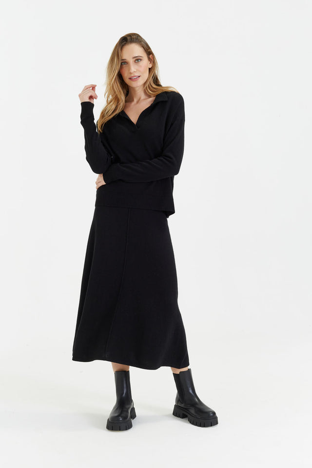 Chinti And Parker Black Wool-Cashmere Collared Sweater