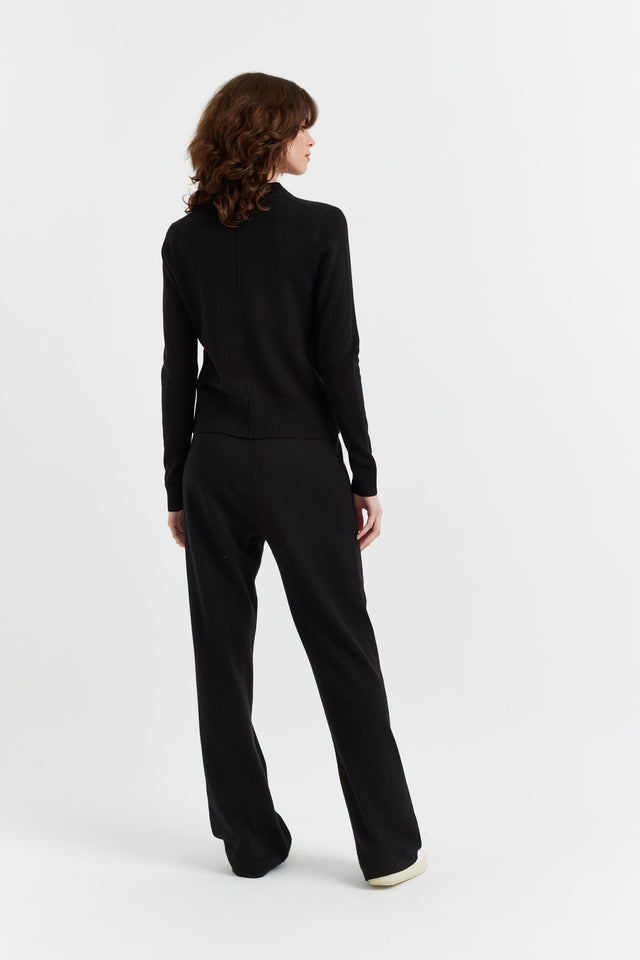 Chinti And Parker Black Wool-Cashmere Cropped Sweater