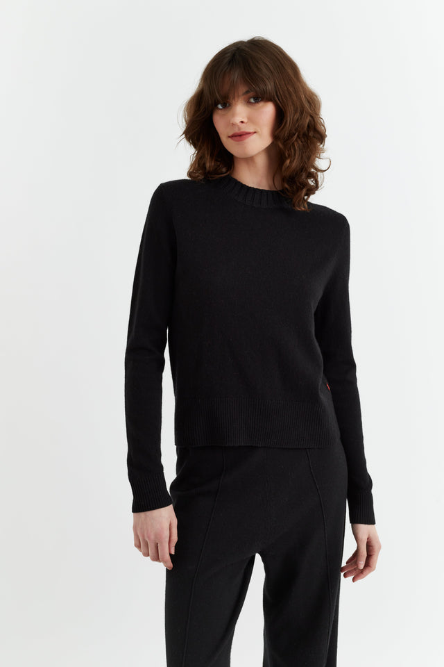 chinti and parker Black Wool-Cashmere Cropped Sweater
