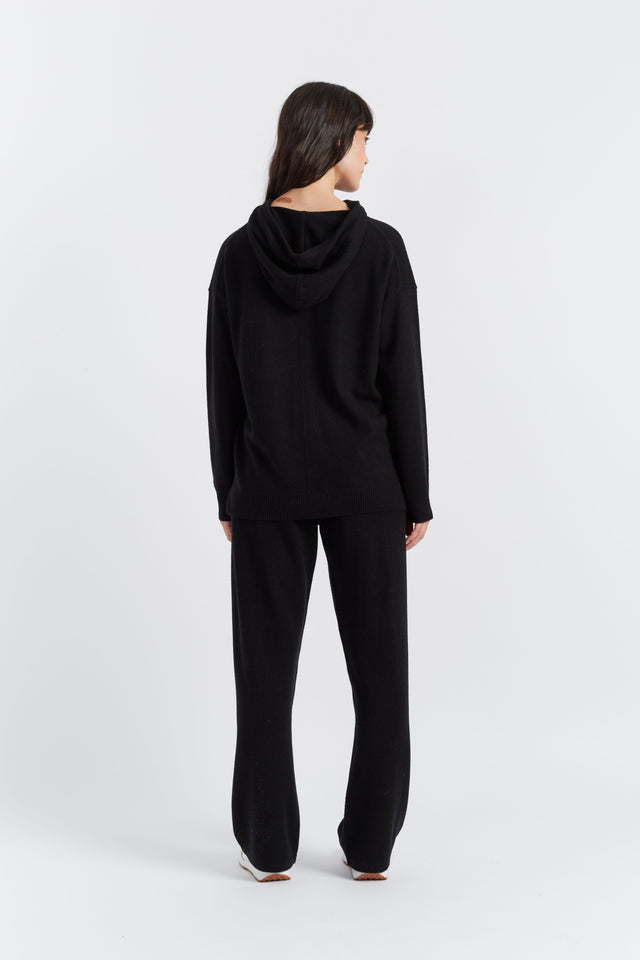 Chinti And Parker Black Wool-Cashmere Relaxed Hoodie
