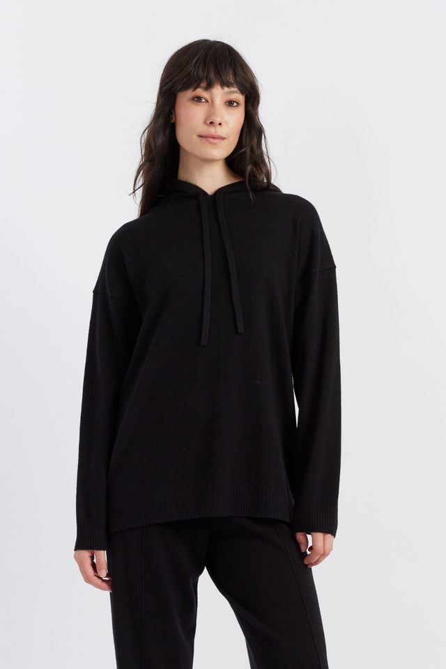 chinti and parker Black Wool-Cashmere Relaxed Hoodie